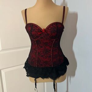 Baci Bustier Lace Black and Red Corset